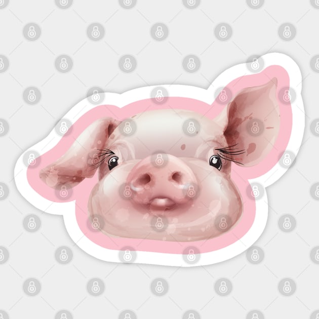 Pink Pig Face Cute Piggie Sticker by creative